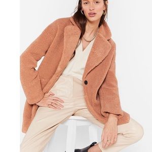 Nasty Gal Long December Oversized Faux Fur Coat - Size M